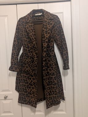 Leopard Print Tie-up Coat